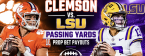 Clemson vs. LSU Passing Yards Prop Bet Payouts:  Christopher Vizzina, Sam Leavitt
