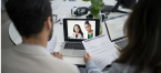Man and woman on a laptop