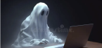 A ghost on a laptop