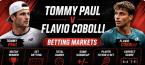 Tommy Paul v Flavio Cobolli Betting Markets - ATP Cincinnati · Quarterfinal Odds 20 August