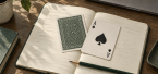 playing cards on review notebook