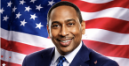 Stephen A. Smith with American flag backdrop