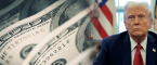 US President Donald Trump and hundred dollar bills 